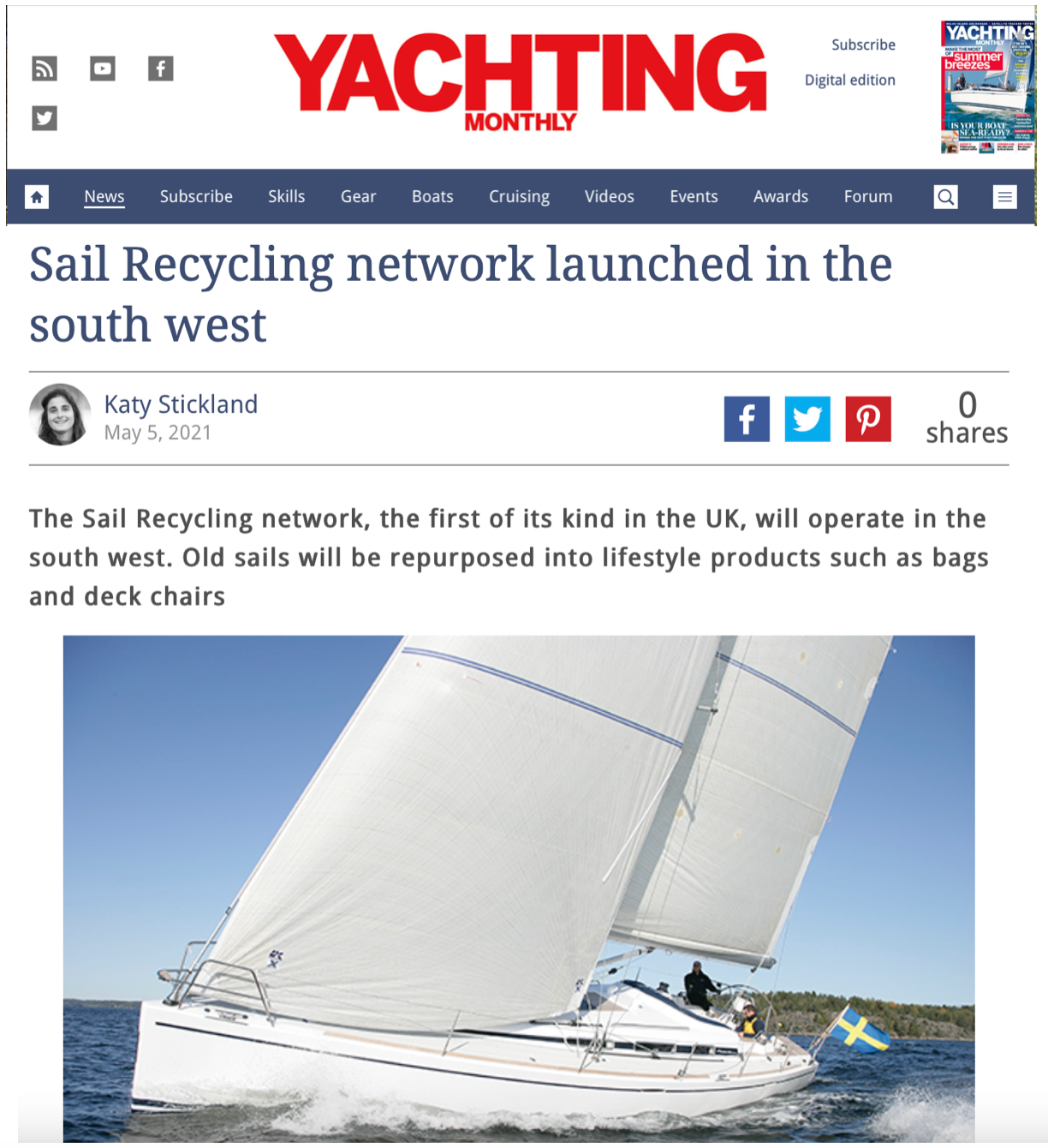 Yachting Monthly covers launch of Clean Sailors' Sail Recycling Network